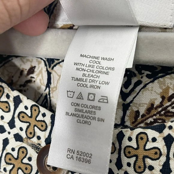 Liz Claiborne Silk Linen Blend Long Sleeve Button Down Patterned Shirt 2X - Picture 5 of 6